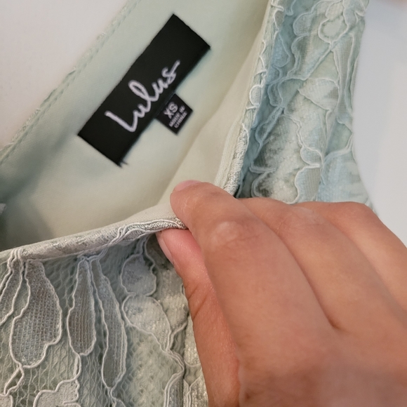 NWT XS ✨️ LULU'S Normani Sage Green Lace Sleeveless Dress - Picture 6 of 7